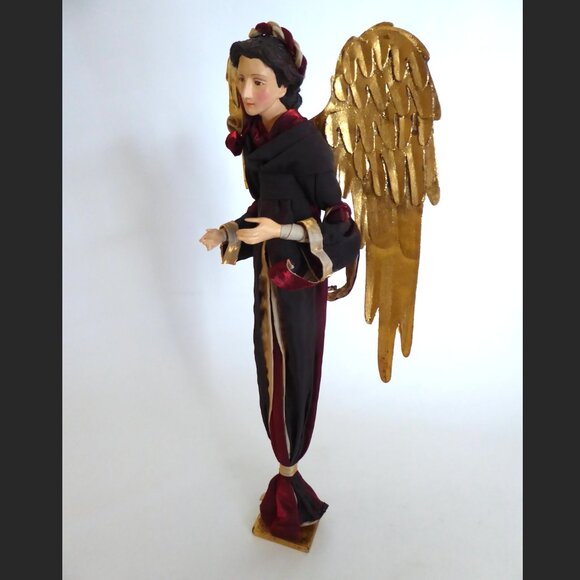VINTAGE 19” CHRISTMAS ANGEL GOLD WINGS HOLIDAY FIGURE STATUE - Picture 7 of 11